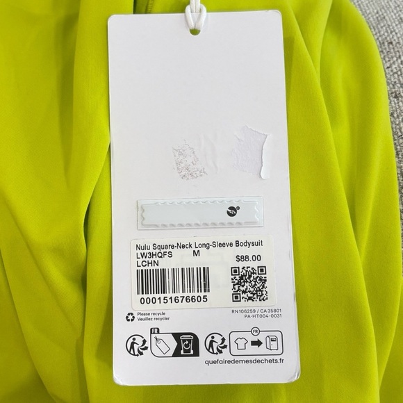 NWT Lululemon Nulu Square Neck Long Sleeve Bodysuit In Lichen Lime Size Medium - Picture 6 of 7